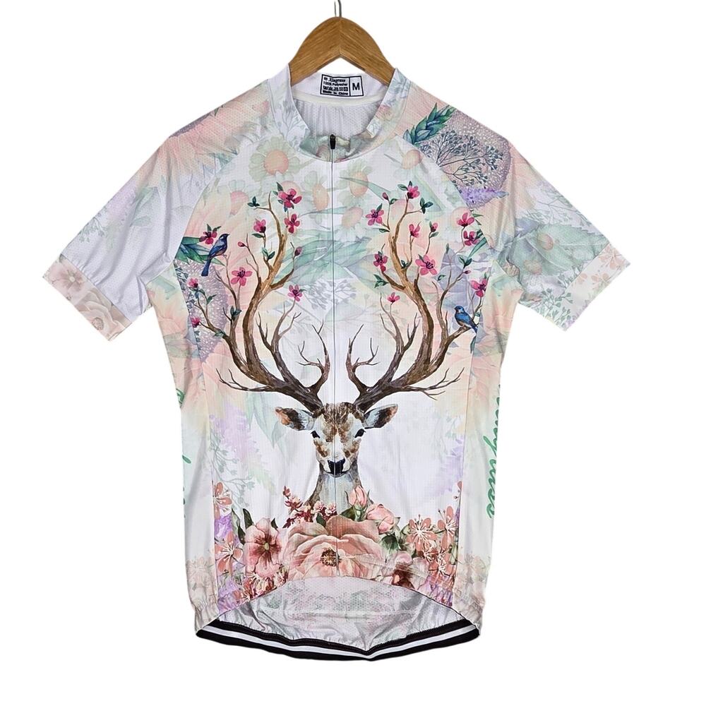 XINGRASS WOMEN'S CYCLING JERSEY – SIZE M – DEER FLORAL GRAPHIC – SPORTSWEAR